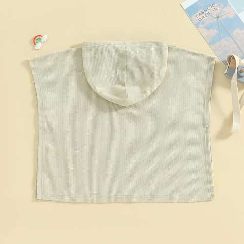 Kid Beach Towel Solid Color Waffle Loose Fit Swim Cover Up Boys Girls Soft Bathrobe Fast Drying Hooded Beach Towel (Brown A, 2-3 Years)4