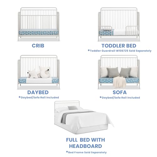 Delta Children Hayden 5-in-1 Convertible Metal Crib, Warm Gray