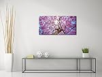 Pyradecor Cerise Blossom Arbre Grand moderne Floral Giclee Canvas Imprimes sur Stretched Paysage Toile Mur Art Printemps Fleurs Roses Photos Peintures Oeuvre pour le salon Chambre à coucher Accueil Décorations L