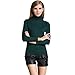 Produktbild Romacci Damen Pullover Strickwaren Schildkröte Hals Langarm Ribbed Strick Pullover Tops (S, Dunkelgrün)