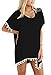 GDKEY Women's Trim Kaftan Chiffon Swimsuit Bikini Beach Cover up(Black,B)