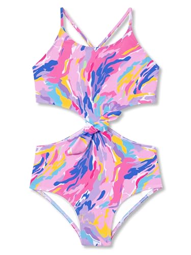 Image of Dvenki Girls Cutout One Piece Swimsuit Adjustable Straps Sizes 6X-16