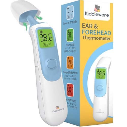 Kiddieware Ear and Forehead Baby Thermometer for Infants to Adults Termometro Digital Baby Stuff Instant Read Ear Thermometer for Kids or Touchless...
