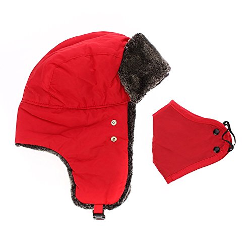 ETCBUYS Winter Hat with Ear Flaps - Winter Trooper Trapper Hat. Unisex for Men & Women Red - Thumbnail 4
