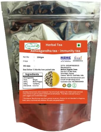 Insulas Ashwagandha Herbal Tea | Immunity Booster | 100% Natural Ingredients | 200g Pouch
