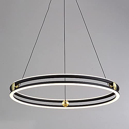 Grand lustre suspendu NAMFHZW en métal fin noir avec finition silicone LED