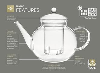 Teabloom Complete Blooming Tea Set: Glass Teapot, 12 Flowering Tea Sampler, Teapot Warmer, 4 Double-Wall Glasses & Loose Tea Infuser - Best Flowering Tea Gift Set