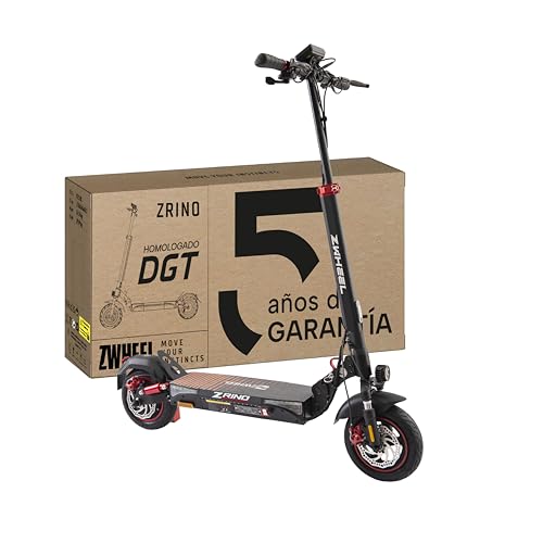 ZWHEEL ZRINO | Patinete Eléctrico Adultos Homologado DGT - 600W-1200W MAX, 50km Autonomía, Ruedas 10" Tubeless - Doble Suspensión Hidráulica, Intermitentes, Frenos de Disco, Pantalla, IP54