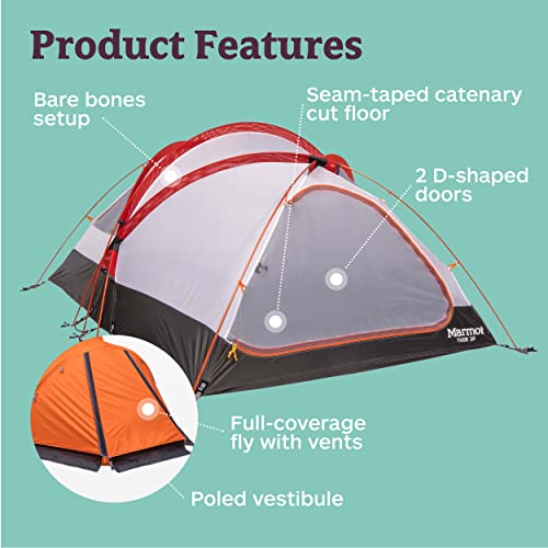 Marmot Thor 3-Person Tent | Easy Set-Up, Water-Resistant, Storm Ready, Blaze, 3 Person #TOP3