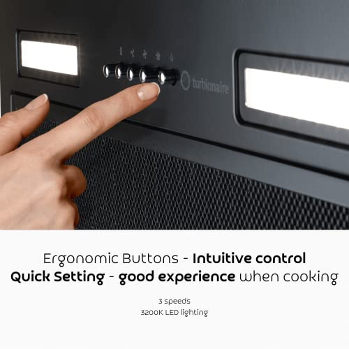 Turbionaire-Luna-50-Black-TLN50B-Campana-de-Cocina-Integrado-52-cm-Campana-Extractora-434-mh-Acero-Inoxidable-Pintado-Negro-Mate-3-Velocidades-LED-3200K-59-Db-Filtro-Antigrasa-de-5-capas