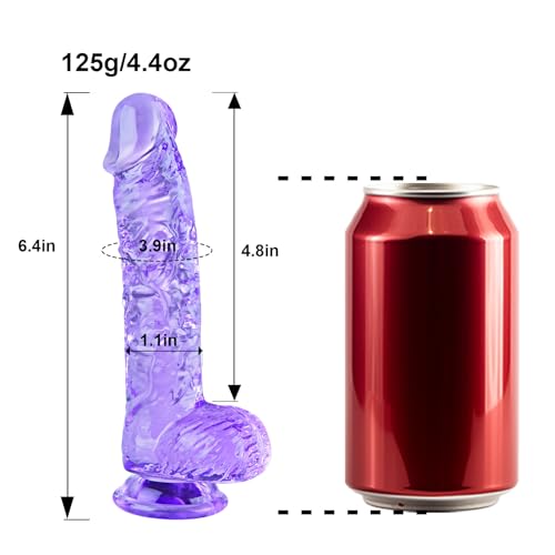 Miniatura 6 de Consolador Lindo Y Realista De Color Púrpura De 16,5 Cm Con Ventosa, Consolador Delgado, Juguete Sexual Para Adultos, Adecuado Para El Punto G Vaginal Y El Placer Anal, Adecuado Para Mujeres Hombres