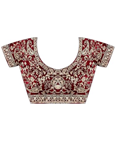 Image of AKHILAM Women's Shimmer Satin Sequence Embroidery Saree With Unstitched Blouse Piece(AARYAN21401 KR Parent)