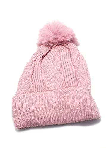 Touca Gorro De Lã Pompom Feminina Frio Forrada (Rosa)
