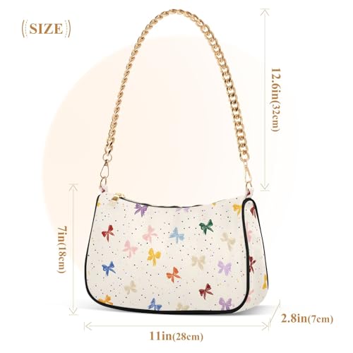 Clutch Shoulder Bags Tote Evening Purse Handbags for Women Colorful Bowtie Polka Dot Hobo Bags with Zipper Closure3