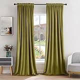 MIULEE Moss Green Velvet Curtains Thermal Insulated Blackout Curtain Drapes for Bedroom Living Room Darkening 108 Inches Long Curtains Panels Rod Pocket Set of 2