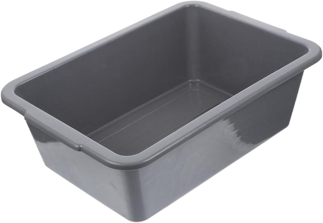 Rectangular Multi-Purpose Plastic Bus Tub for Kitchen Restaurant and Dining Room Sturdy Storage Bin Grey for Organizing Fruits Snacks and Serving Dishes