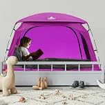 KNOCLOC Twin Bed Tent for Girls Deeper Sleep & Privacy, with Built-in Fan Pocket for Improved Airflow, CPC Certified Princess Bed Tent for Kids Sleepover & Room Sharing, Lightweight & Easy Setup(Pink)