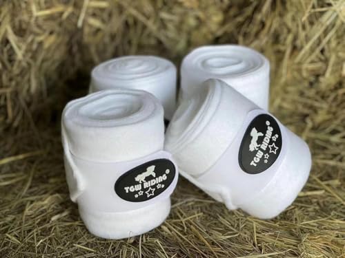 Image of Horse Polo Leg Wraps, Equine Fleece Polo Wraps (Set of 4) - Horse Leg Bandages (White)