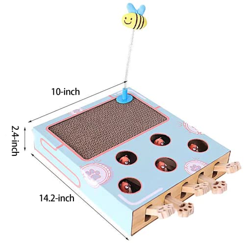 Foopomary Cat Toys, Whack A Mole Box Interactive Cat Toys For Indoor Cats Kitten Dog Puppy Pet Play Fun, Multifunctional Cat Toy With Cat Scratcher And Spring Plush Toys - 5 Mice/Scratching Pad #TOP6