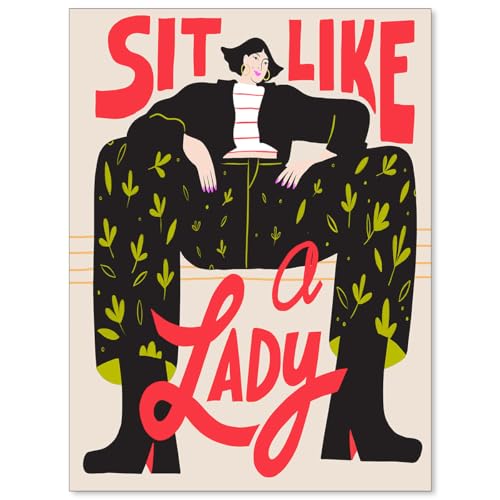 Medpol Funky Feminist Wall Art Vintage Trendy Equal Rights Canvas Poster Modern Girly Sit Like A Lady Prints for Living Room Dorm Bedroom Wall Decor 12x16 inch Unframed
