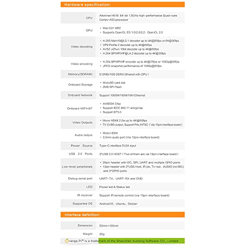 Orange Pi Zero 2, 1Gb Allwinner H616 Quad Core 64 Bit Open-Source 1000M Ethernet Single Board Computer, Support Android10, Ubuntu, Debian (Zero 2 + Expansion Board + Type-C Power Supply) #TOP5