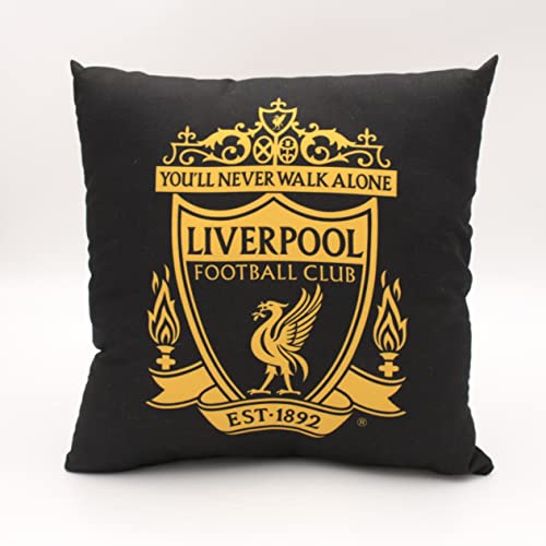 dreamtex Liverpool FC Official Black & Gold Crest Cushion YNWA