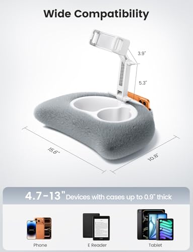 Lamicall Tablet Kindle Pillow Holder for Bed - [360° Adjustable Arm][Snack Bowl] iPad Lap Holder, Mother Day Kindle Accessories for Reading in Bed, iPad Stand for 4.7-13\" Tablet, E-Reader, iPhone - Thumbnail 6