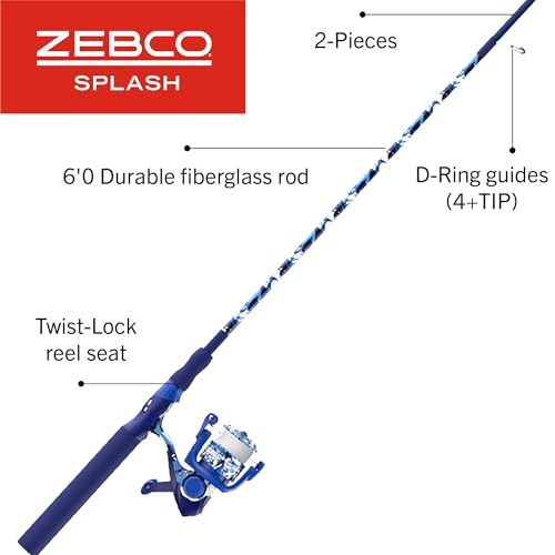 Zebco Splash caña de fibra de vidrio con engranajes metálicos 2
