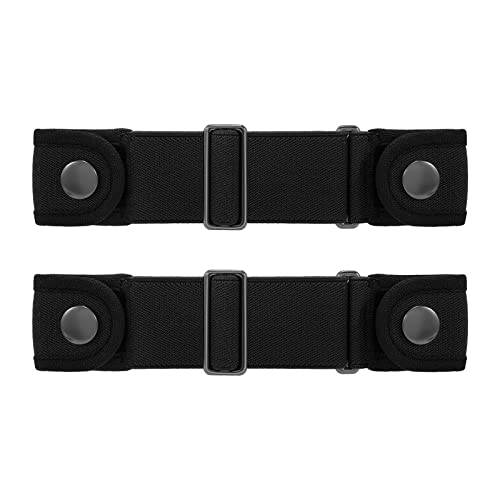 SANSTHS 2 Pack Elastic Belt for Men,2 Loops No Buckle Stretchy Women Side Belts Adjustable Invisible Belt for Jeans Pants2