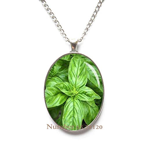 Yijianxhzao Basil Large Leaf Pendant,Basil Leaves Necklace,Basil Leaf Pendant,Wedding Necklace,Fashion Wedding Gift Jewelry,BV088 (V1)