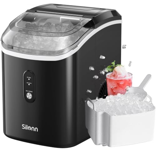 Nugget Ice Maker Countertop, Silonn Chewable Pellet Ice Machine with Self-Cleanin Function...