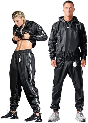 Elite Sports Sauna Suit for Weight Loss Men & Women Boxing MMA Wrestlers Gym Sweat Hoodie Sauna Suits Wrap Full Body Workout (Black, Large)