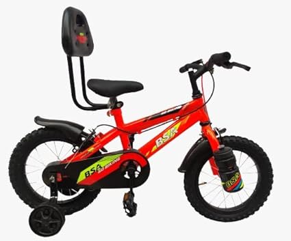 BSA Go Biking 14T Kids Cycle Tire Tube Children BMX Bike with Water Bottle & Training Wheels Bicycle, Orange, Ideal for 2-5 Years