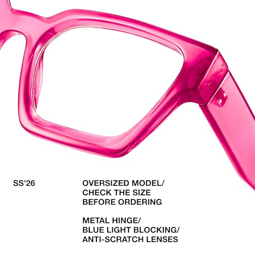 Image of livho Oversized Eyewear Frame for Woman and Men - Rectangle Fashion Glasses for Computer, Chic Preppy Frame