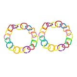 Formes et couleurs assorties : chaque paquet comprend différentes formes géométriques et couleurs , combinez-les dans une chaîne de jouets pour poussette ou utilisez-les comme jouets de dentition individuels, jouets pour poussette, jouets de développement pour bébés