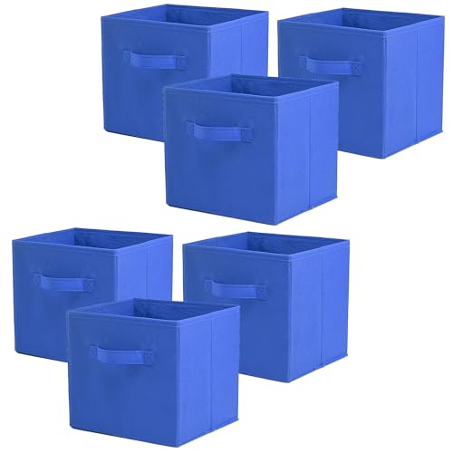 Image of Kuber Industries (Pack of 6) Foldable Storage Box | Multipurpose Storage Organizer For Clothes | Plain Wardrobe Organizer for Book, Stationary & Toys | 11 Inch | Royal Blue