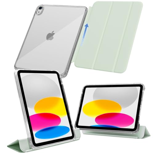 MS factory iPad 11世代 10世代 ケース 第11世代 A16 (2025) 第10世代 用 アイパッド 11インチ 10.9インチ 取り外し可能 軽量 耐衝撃 カバー 縦置き/横置きスタンド ソフトフレーム 背面透明 アイスグリーン 緑 IPD-10-SLD-IGR