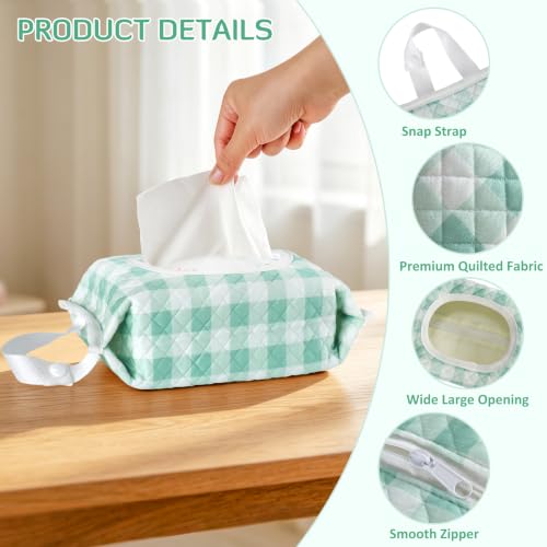 Quilted Baby Wipe Holder, Diaper Pouch Hanging Wet Wipes Bag - image 3
