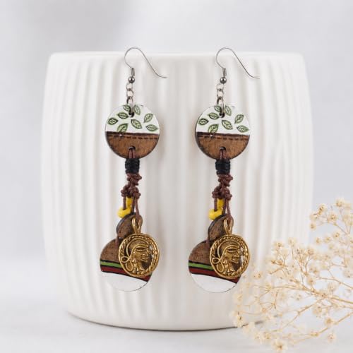 Image of Handcrafted Boho & Tribal Earrings for Women - Wooden, Brass & Terracotta Statement Designs in Drop, Hoop, Loop & Dangle Styles