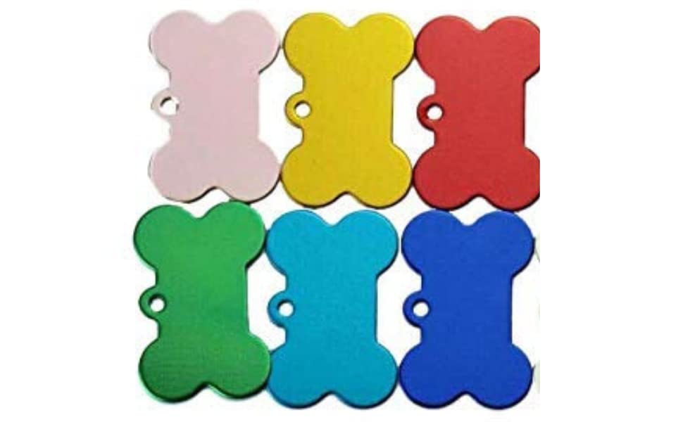 PSK PET MART Metal Bone Shaped Collar Mini Frame Tag Pendant for Pet (Small)- Set of 6 Color May Vary (B083P6DHCD) Amazon Price History, Amazon Price Tracker