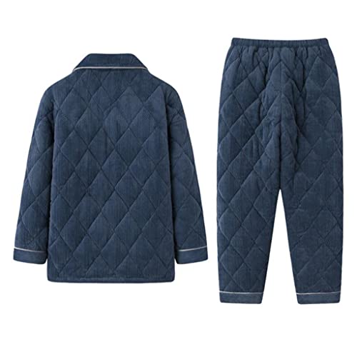 Pajamas Men's Winter Coral Fleece Padded Jacket Three-layer Thick Flannel Warm Plus Fleece Suit2