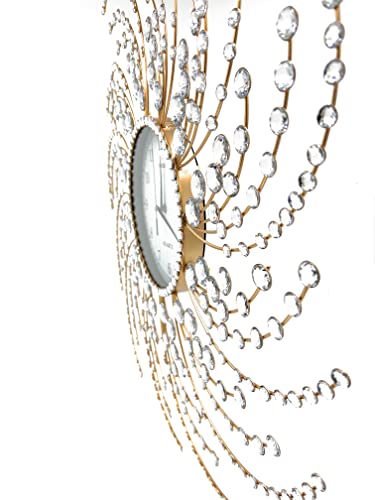 Meida Gold Wall Clock For Living Room Decor, Silent Battery Operated Wall Clock Farmhouse With Sparkling Beads, Handcrafted Larger Vintage Clock With 27 Inches Metal Frame #TOP4