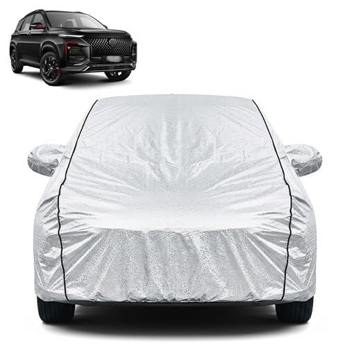 Image of Waterproof Car Cover for MG Hector | Dustproof, UV Resistant & Scratch Protection | Soft Cotton Lining | Triple Stitched | Mirror Pockets & Elastic Fit | Silver