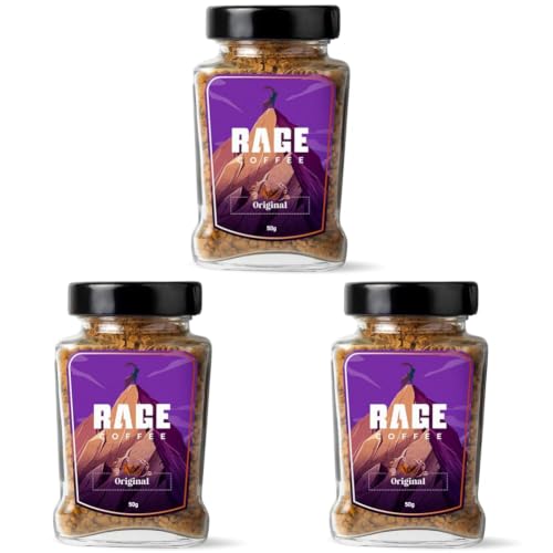 Image of Rage Coffee Original Coffee Blend 100% Pure Arabica Beans | Instant Coffee for Smooth Aroma & taste, Hot and cold coffee) (Original Unique Blend, 50g) (Pack of 3)