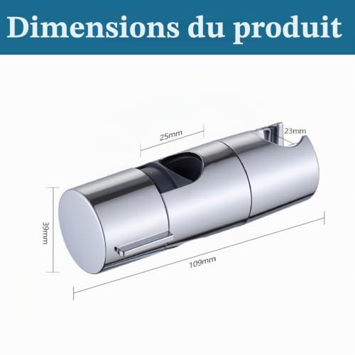 Alfven Support de douchette réglable,1 Piece Support de Pommeau de Douche Universel Support Pommeau de Douche Coulissant Pour Barre de Douche De 18-25 mm – vue 2