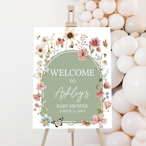Editable Baby in Bloom Baby Shower Welcome Sign...
