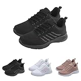 Zapatillas deportivas para mujer, transpirables, de malla, para caminar, para exteriores, fitness, correr, planas, ligeras, anchas, para el tiempo libre, suela suave, espuma viscoelástica, Negro , 36