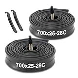 Hycline 自転車 チューブ 700Cx25-28/32-35C ロードバイク タイヤちゅうぶ 48mm 仏式バルブ クロスバイク インナーチューブ 折りたたみ式 クリンチャー 700x25-28c 2本セット タイヤレバー付き