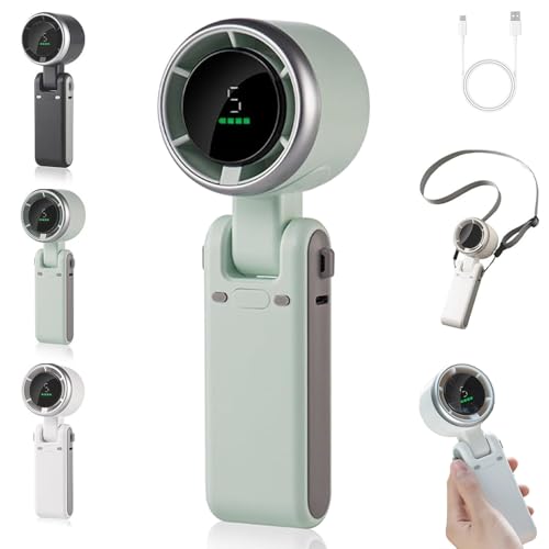 RONGJUEOZ Ventilador Turbo Portátil Regularlyk, N607, 5 Velocidades, Plegable, Recargable por USB, para Actividades al Aire Libre, Viajes y Trabajo (Green)