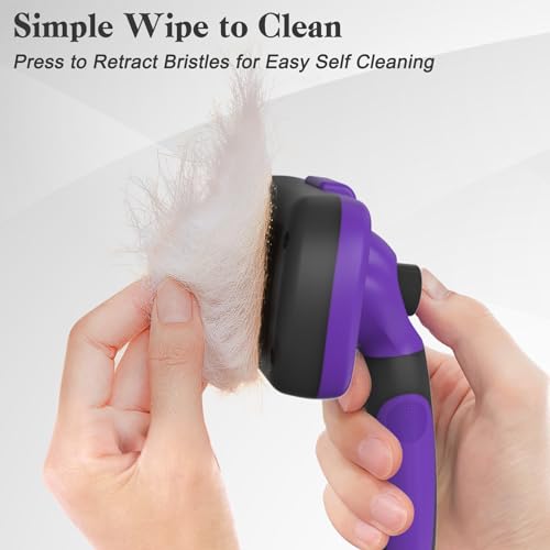 image for Swihauk Self Cleaning Slicker Brush for Dogs & Cats, Skin Friendly Pet
